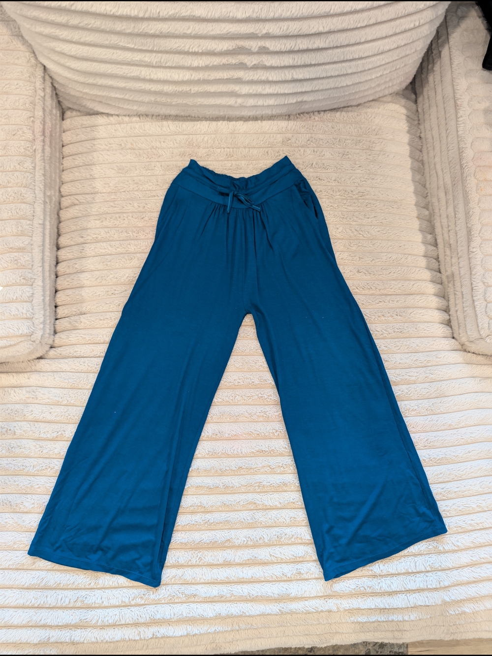 Wide Leg Teal Pull-On Pants